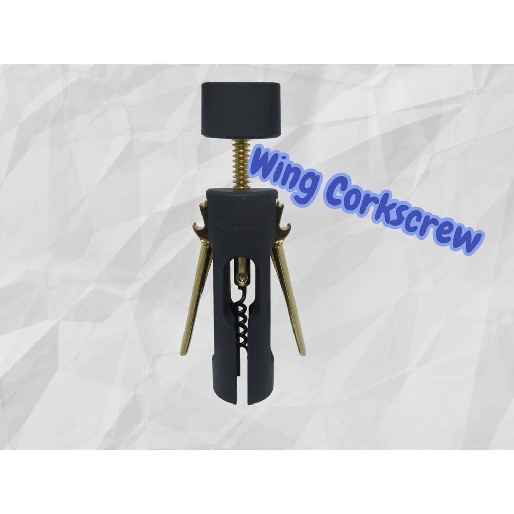 Rabbit 5256402 Wing Corkscrew Black Wine Bottle Opener Crate & Barrel Chrome Blk